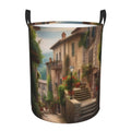 Italy Tuscan Laundry Basket Foldable Laundry Hamper Waterproof Collapsible Washing Bin Clothes Bag Freestanding Dirty Clothes Ha