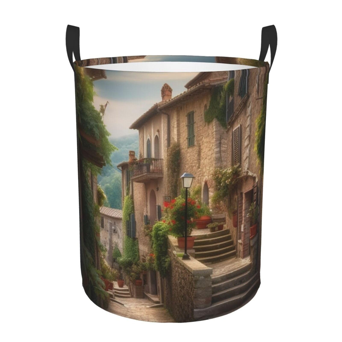 Italy Tuscan Laundry Basket Foldable Laundry Hamper Waterproof Collapsible Washing Bin Clothes Bag Freestanding Dirty Clothes Ha