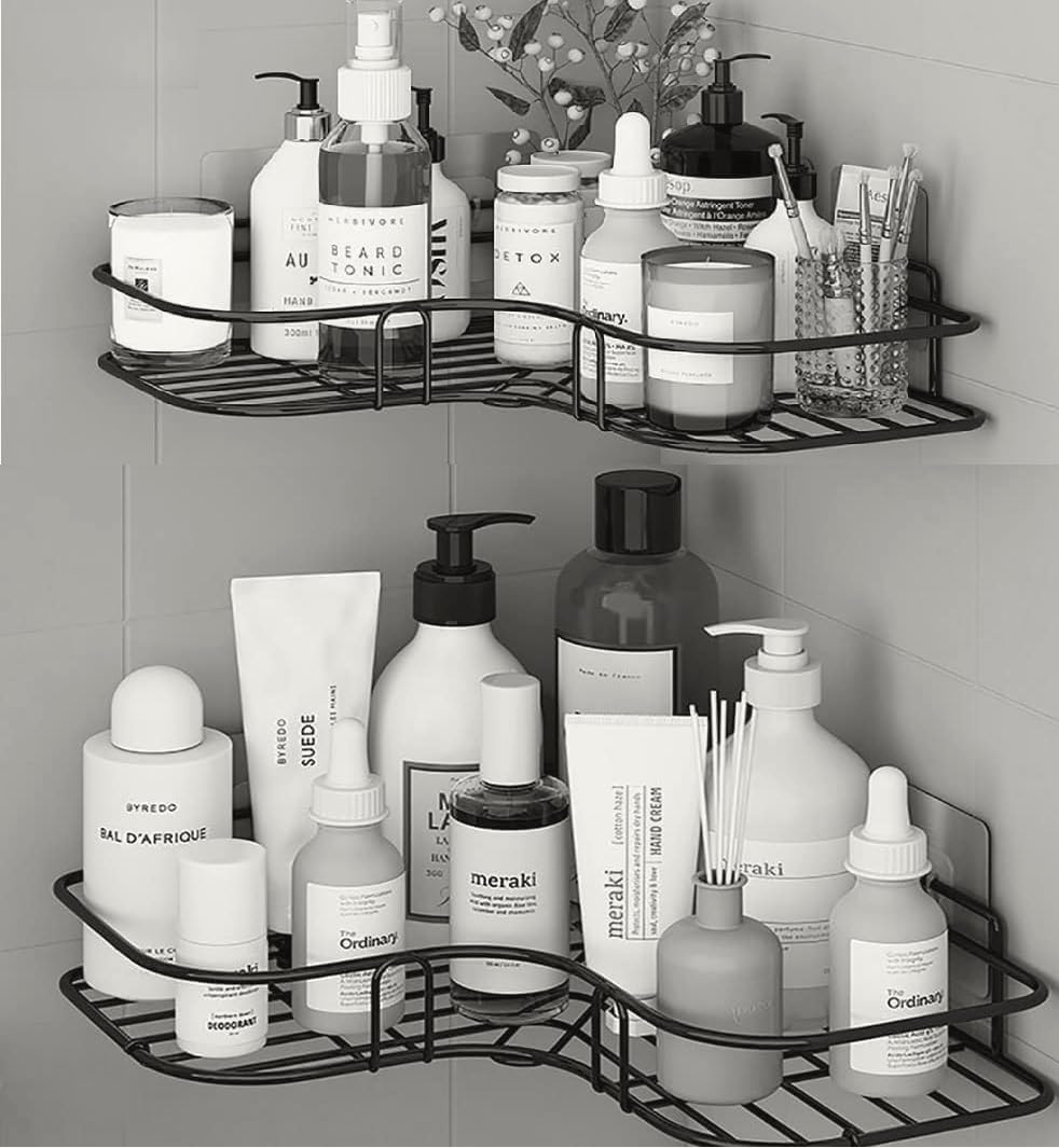 Kanifa Modular Pack Of 2 Metal Bathroom Corner Shelf Rack | Shelf/Storage Organizer For Bathroom And Kitchen Corner Wall Mounted