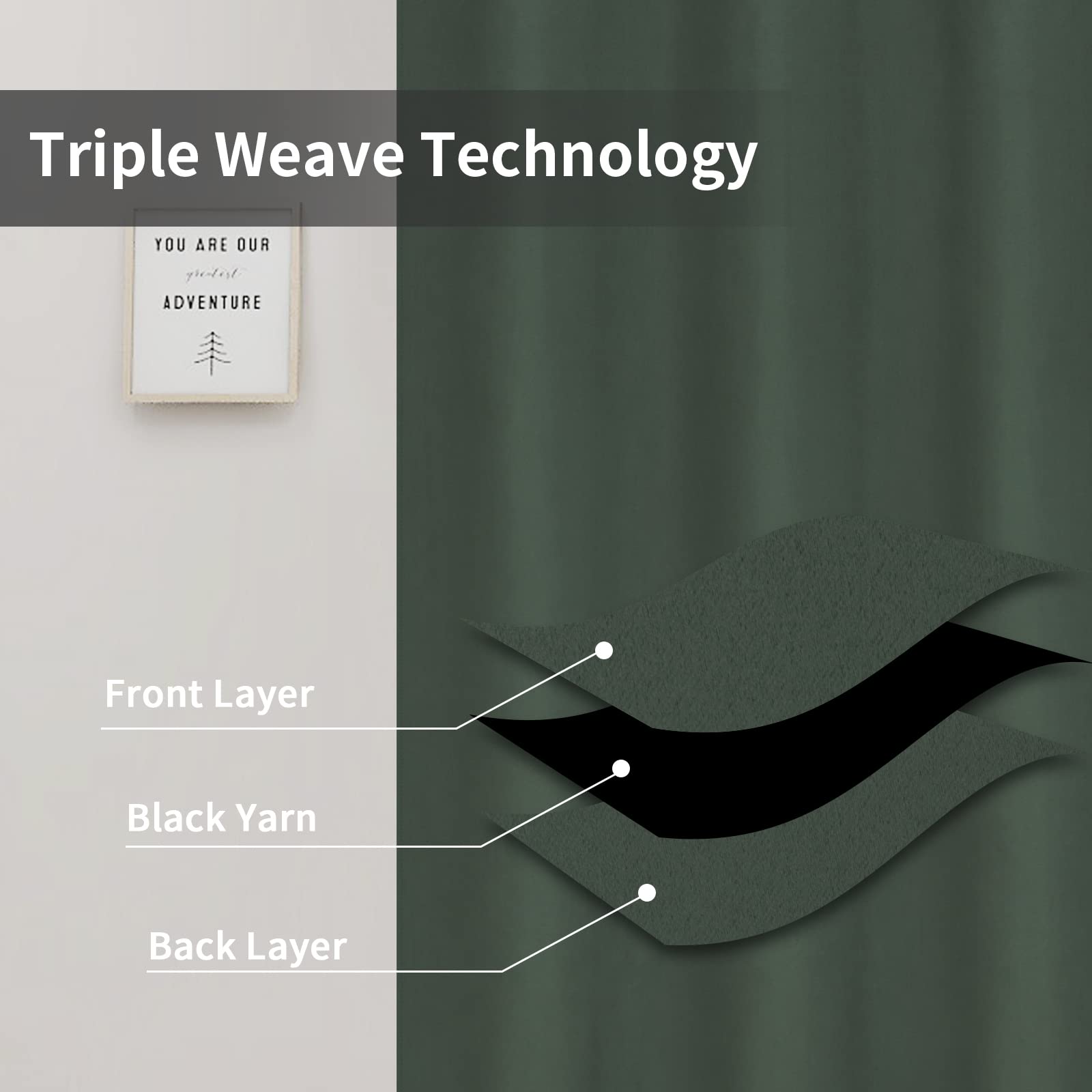 Easy-Going Blackout Curtains For Bedroom, Solid Thermal Insulated Grommet And Noise Reduction Window Drapes, Room Darkening Curtains For Living Room, 2 Panels(46X84 In, Greyish Green)