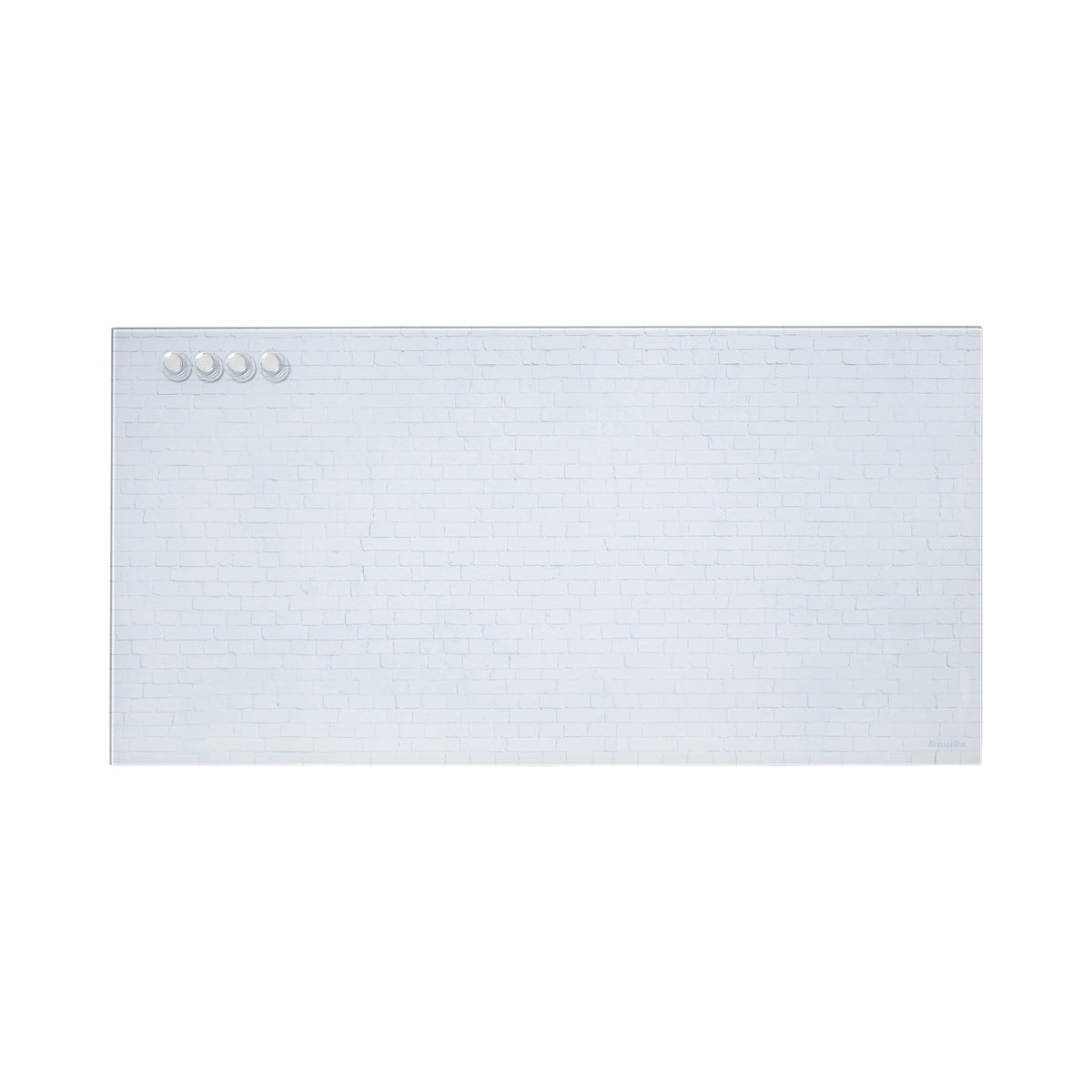Ecr4Kids Messagestor Magnetic Dry-Erase Glass Board With Magnets, 18In X 36In, Wall-Mounted Whiteboard, White Brick