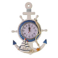 Mediterranean Style Anchor Clock Beach Sea Theme Nautical Wheel Rudder Steering Wheel Decor Wall Hanging Decoration