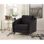 Lilola Home Sofia Black Velvet Modern Chic Accent Armchair