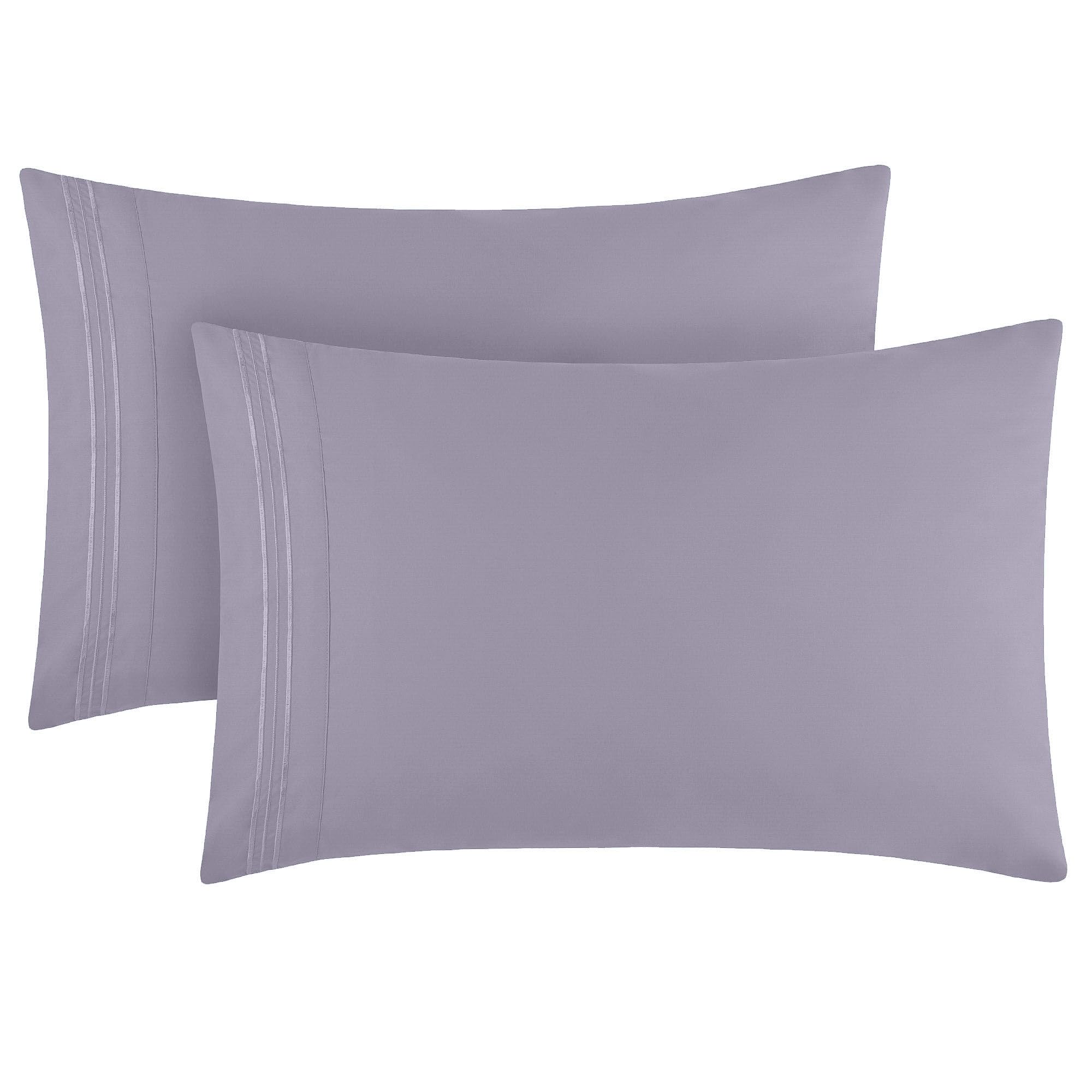 Mellanni Pillow Cases - 2 Pc Iconic Collection Pillowcases - Luxury, Extra Soft, Cooling Pillow Covers - Envelope Closure (King 20' X 40', Hazy Lilac)
