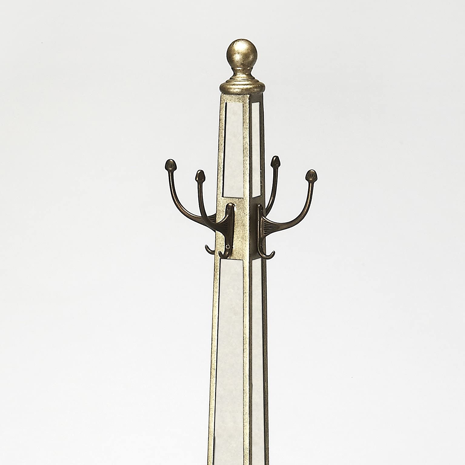 HomeRoots Silver MDF, Birch Solids,Iron, Mirrored Glass Farum Mirrored Coat Rack