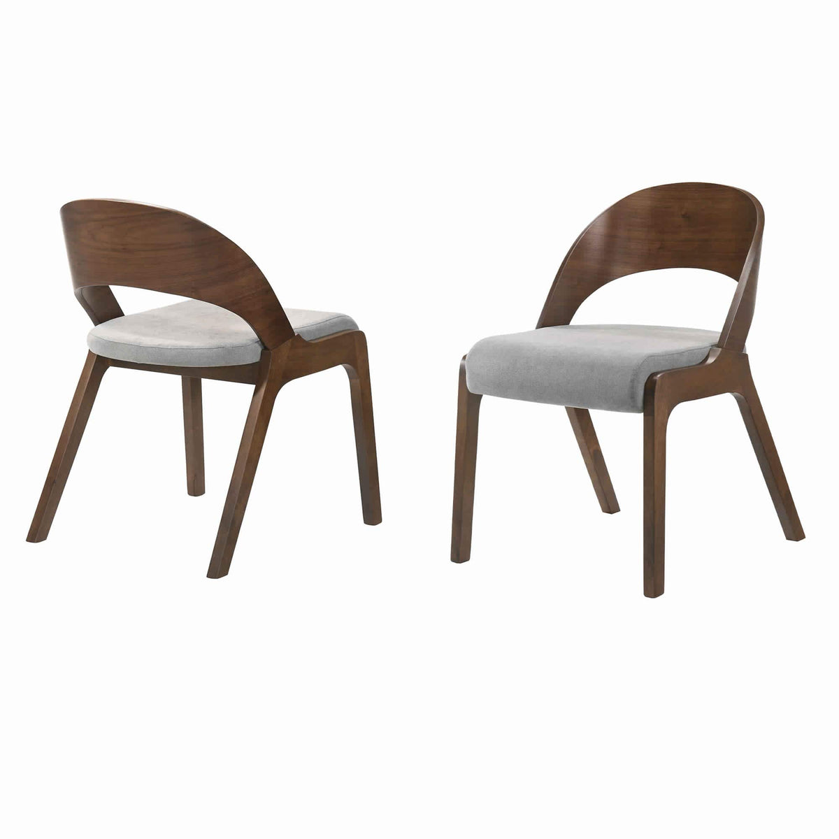 Mid Century Modern Curved Back Wood Dining Chair, Set Of 2