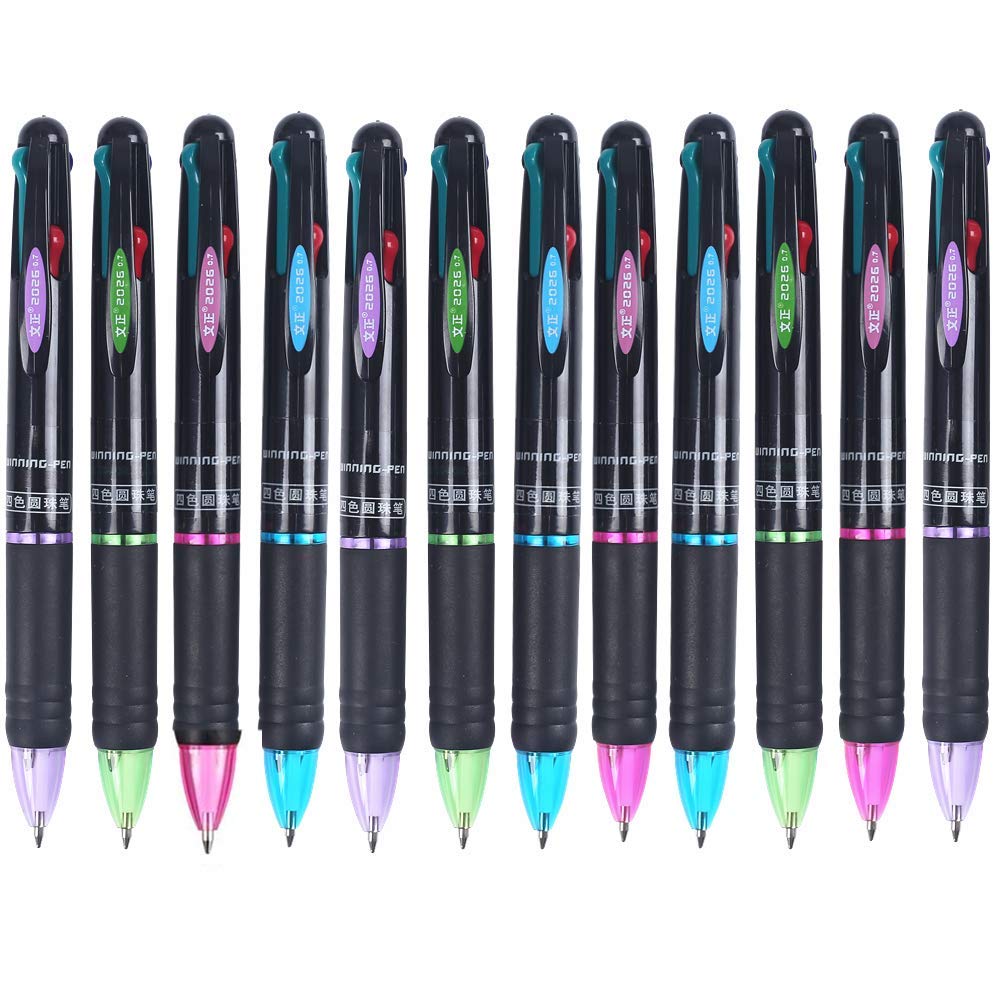 Ipienlee Multicolor Ballpoint Pens 0.7Mm Ball Point Pen 4 Color Ink (Black, Blue, Red, Green) In One Retractable Ballpoint Pen F