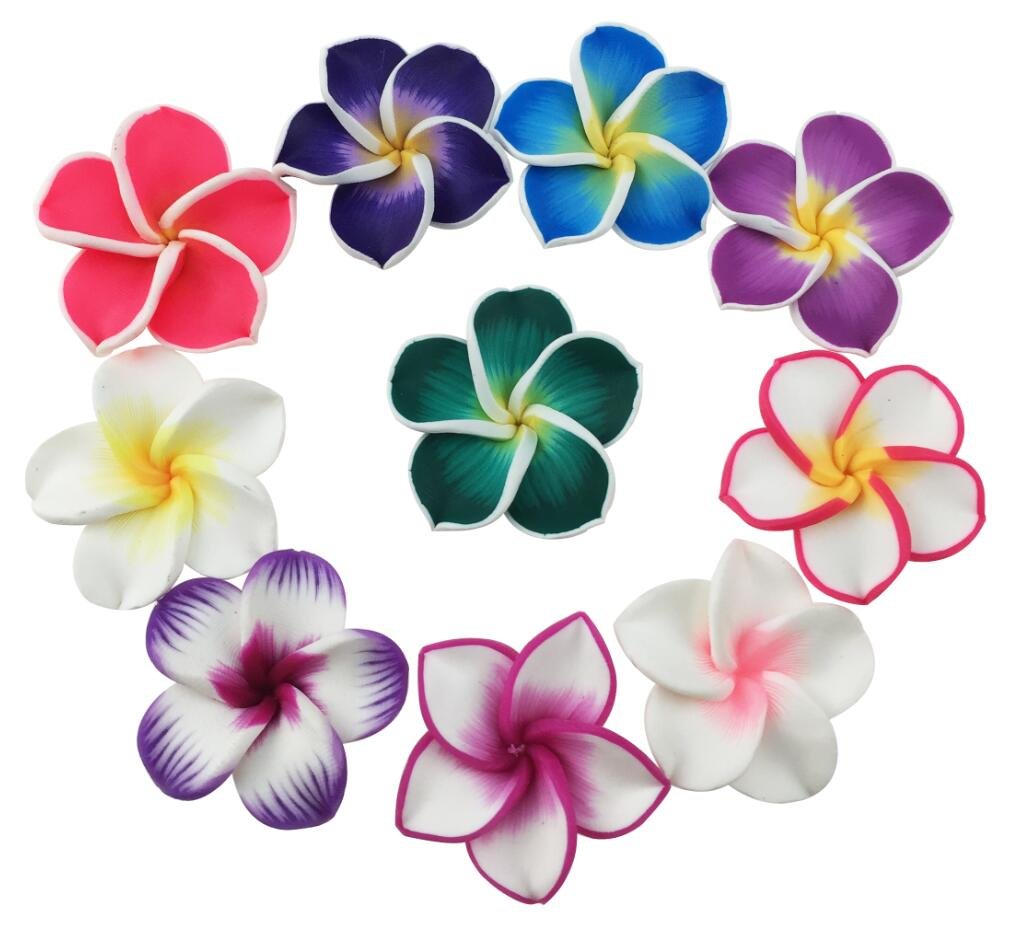 Winterworm Beautiful Colorful Mini Diameter 1.4 Artificial Frangipani Plumeria Hawaiian Flower 50 Pieces for Wedding Party Home 