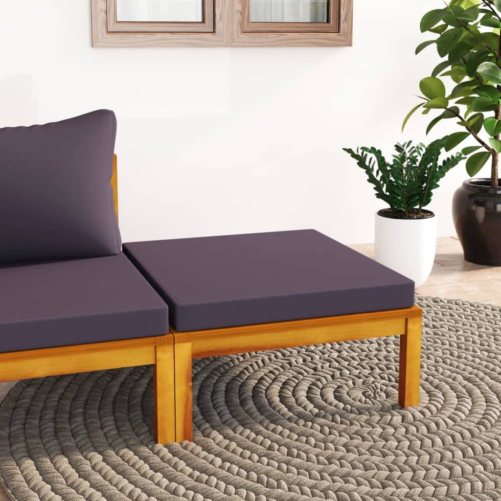 vidaXL Solid Acacia Wood Footrest with Dark Gray Cushion - Durable Outdoor Patio Furniture for Comfortable and Stylish Garden Lounge Sets