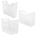 Komphy 3 Pcs Plastic Freezer Organizer Bins with Wheel, Tall Narrow Pantry Organizer Kitchen Organization Rolling Bins Snack Sto