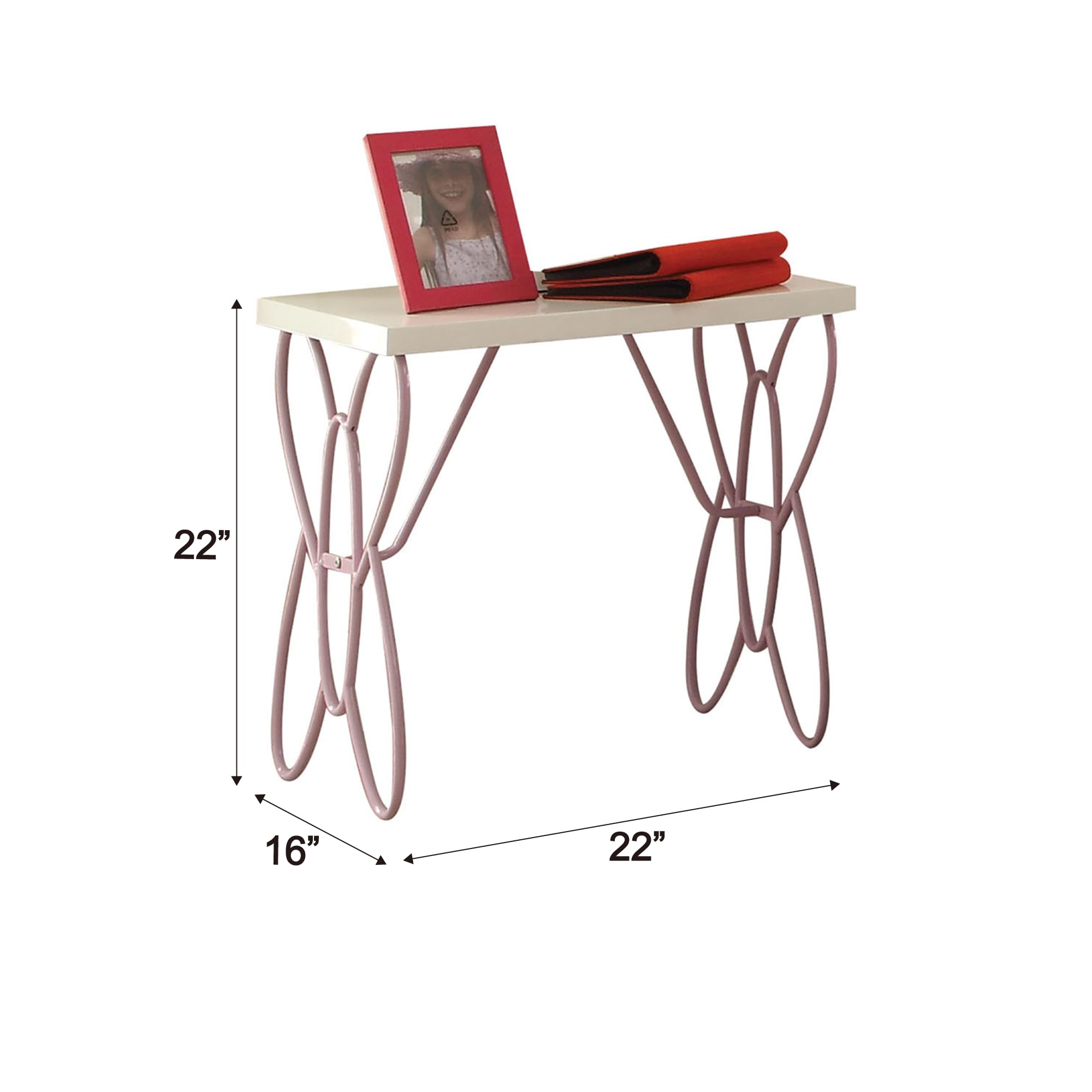 Acme Priya Ii Nightstand With Metal Tube In White And Light Purple