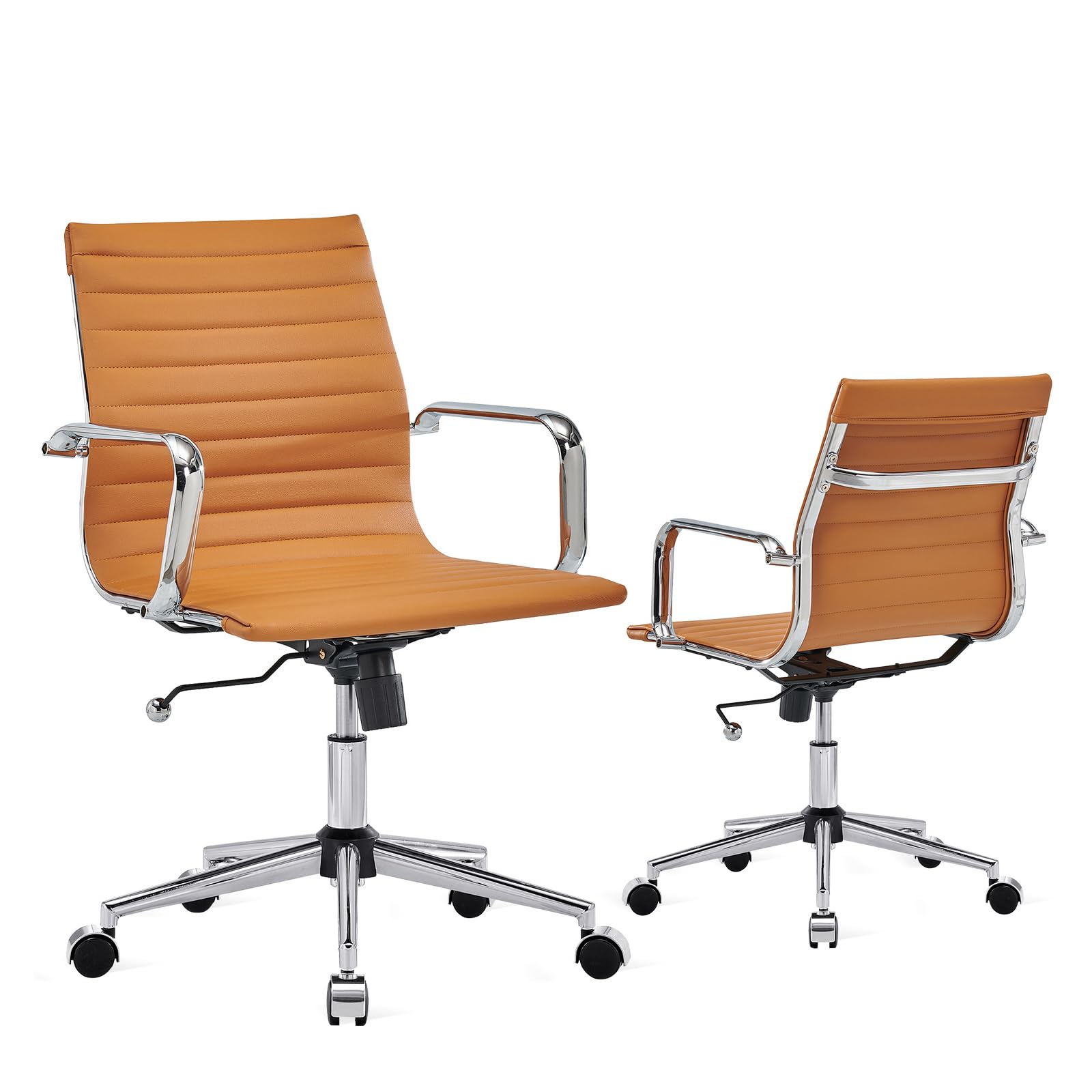 Luxmod Office Chair With Armrest,Adjustable Swivel Chair In Durable Vegan Leather, Ergonomic Desk Chair For Extra Back & Lumbar