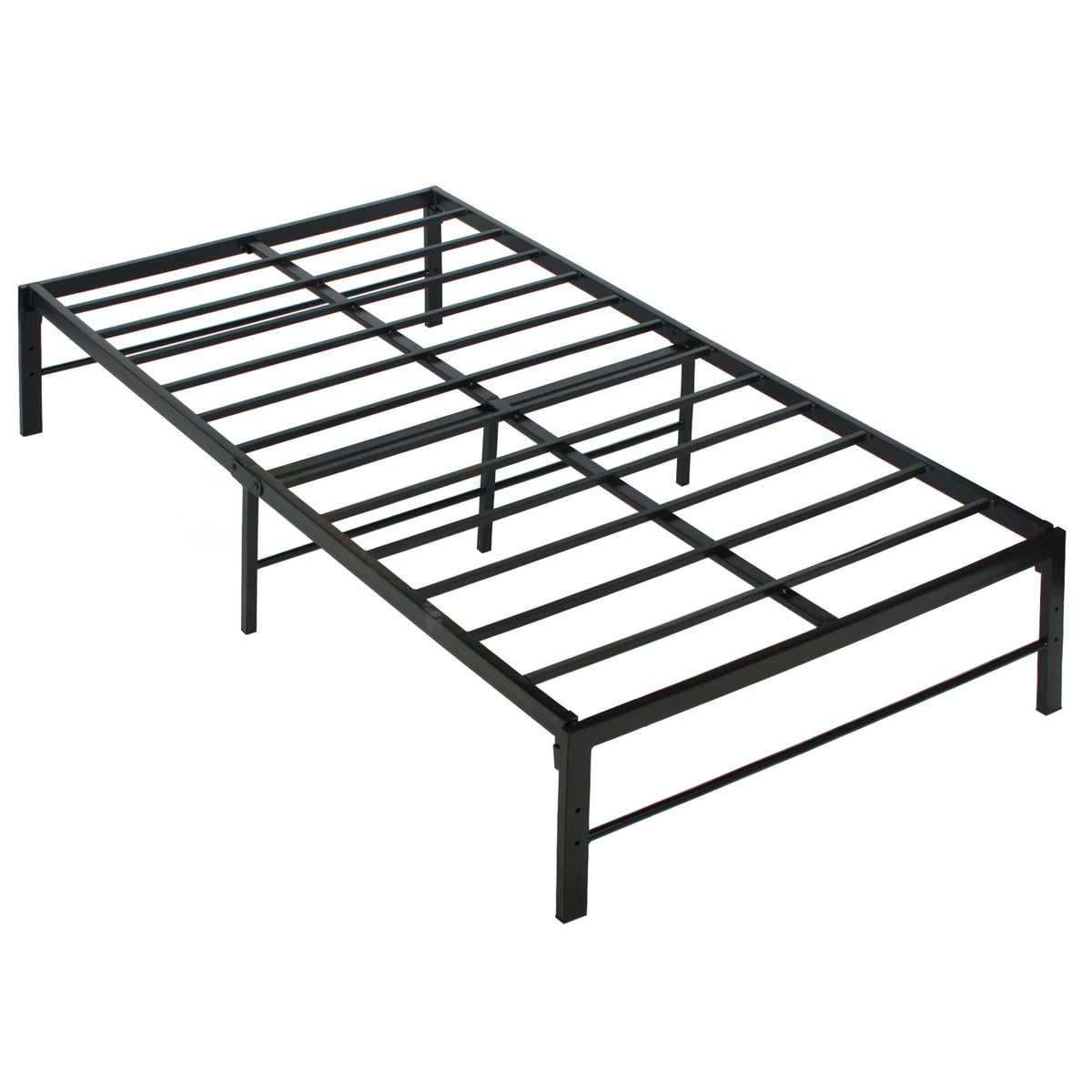 Carell Furniture Foldable Welded Black Metal Platform Bed Frame Twin