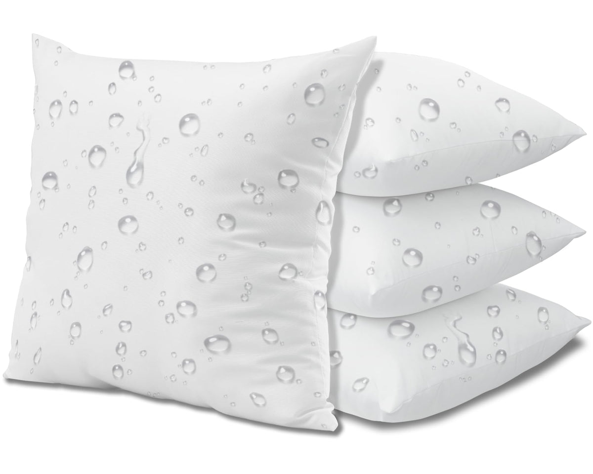 Yettbea Outdoor Waterproof 18X18 Throw Pillow Inserts Set Of 4, Water-Resistant Durable And Hypoallergenic Square Pillow Inserts