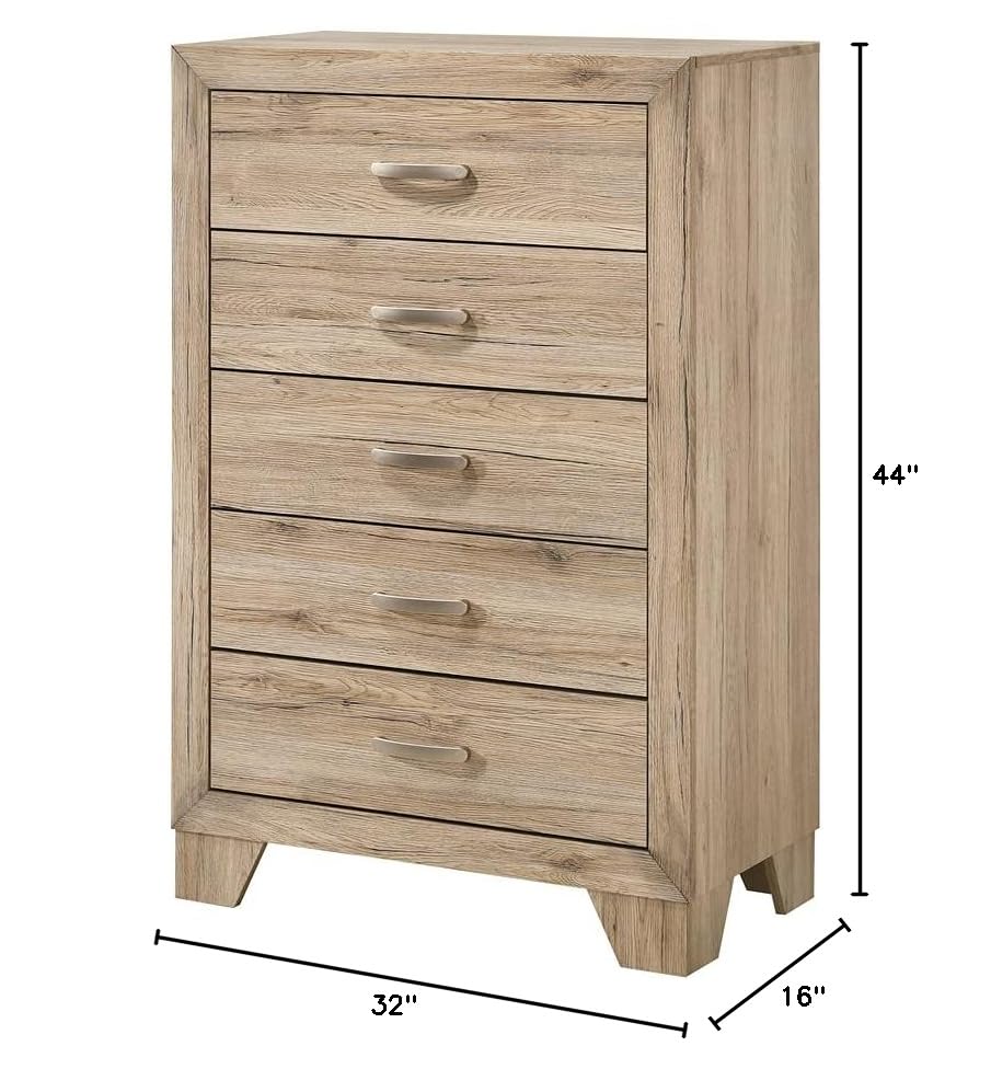 Acme Miquell 5-Drawer Wooden Chest In Natural