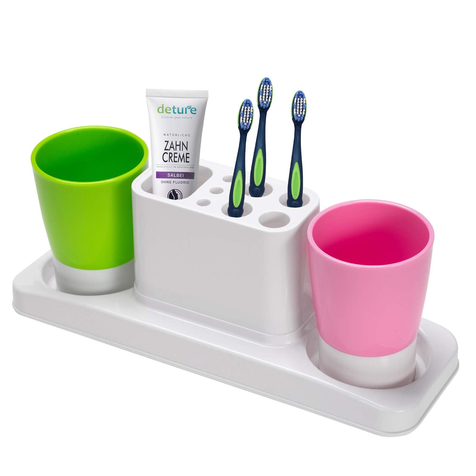 Aebeky Bathroom Toothbrush Holder Stand Organizer with Rinsing Cups(2 Cups)