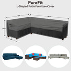 Purefit Outdoor Sectional Sofa Cover Waterproof L Shaped Patio Furniture Covers For Deck, Lawn And Backyard, 83”X104” Left Facing, Black