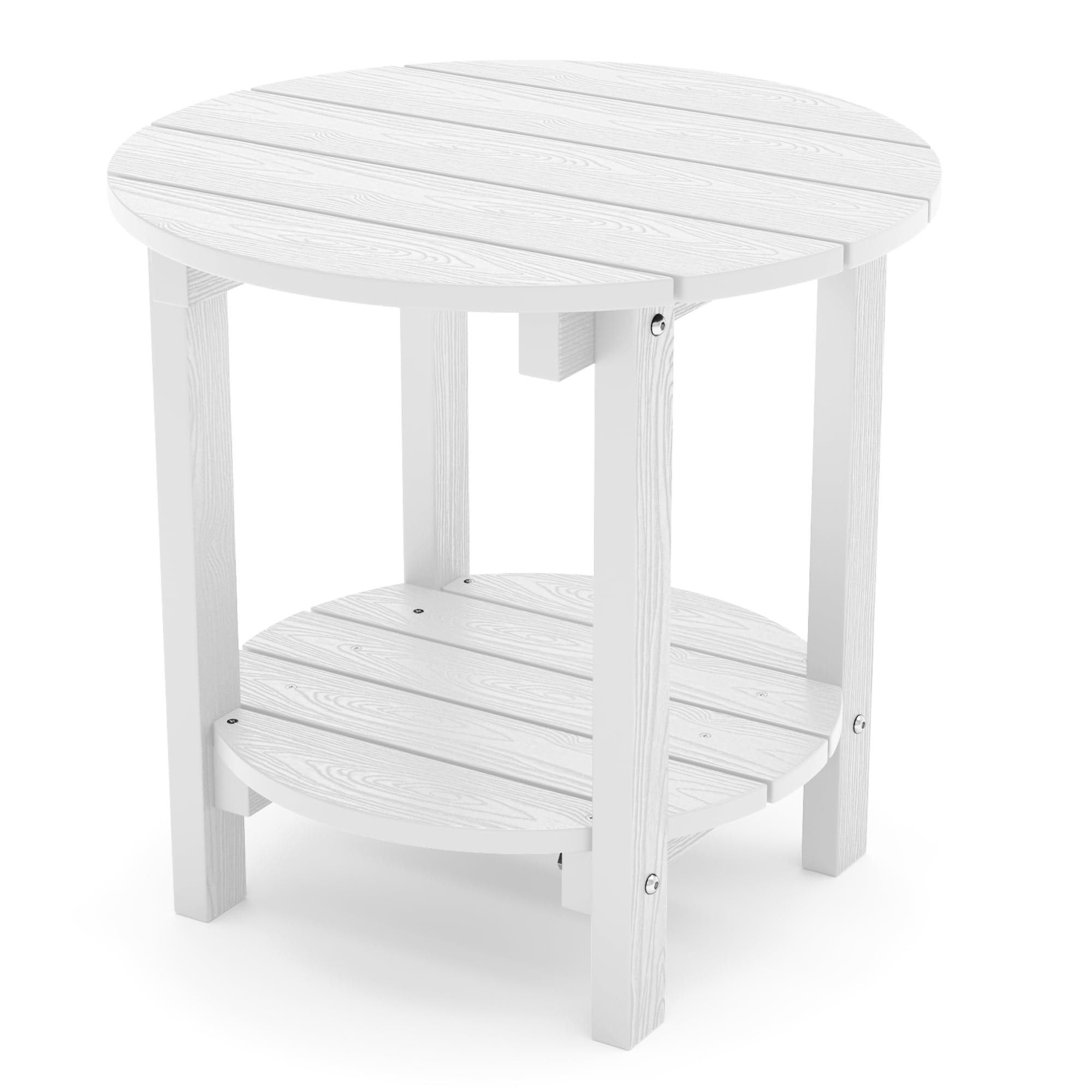 Yefu Adirondack Side Table, 18' Double Outdoor Side Table, Poly Lumber End Table, Weather Resistant For Indoor, Patio, Pool, Porch, Backyard-White
