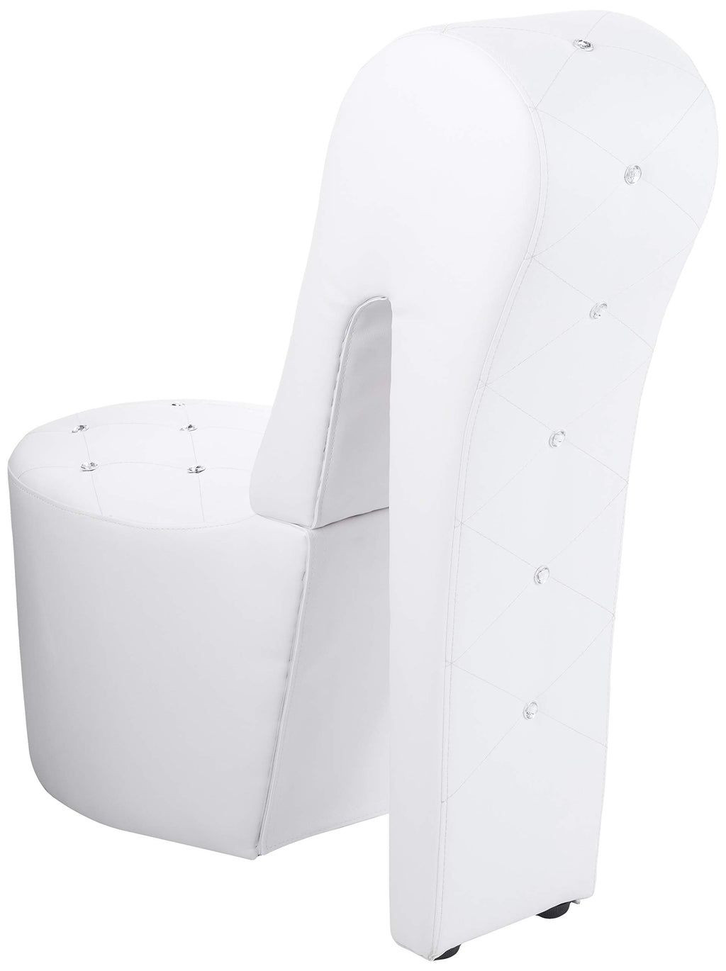 Best Master Furniture High Heel Faux Leather Shoe Chair With Crystal Studs, White