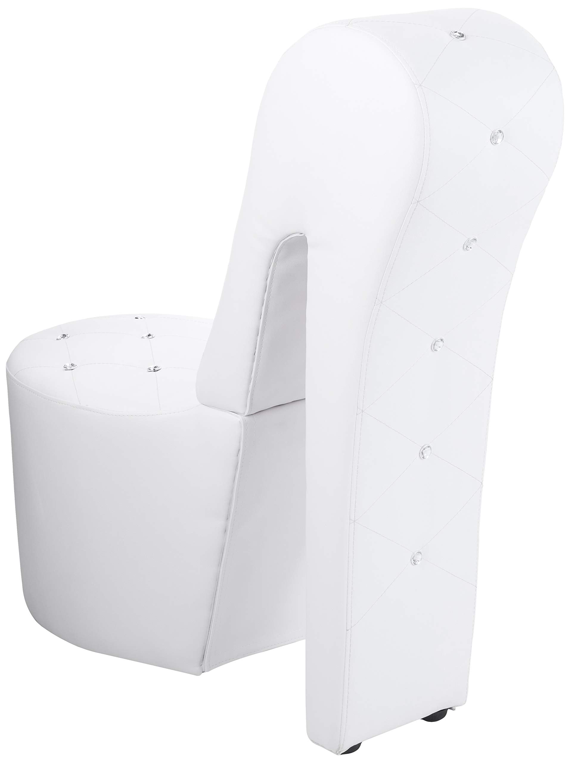 Best Master Furniture High Heel Faux Leather Shoe Chair With Crystal Studs, White