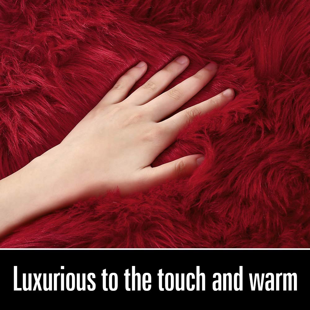 Lochas Soft Fluffy Faux Fur Rugs For Bedroom Bedside Rug 2X3, Washable Furry Area Rug Carpet For Living Room Dorm Floor, Durable