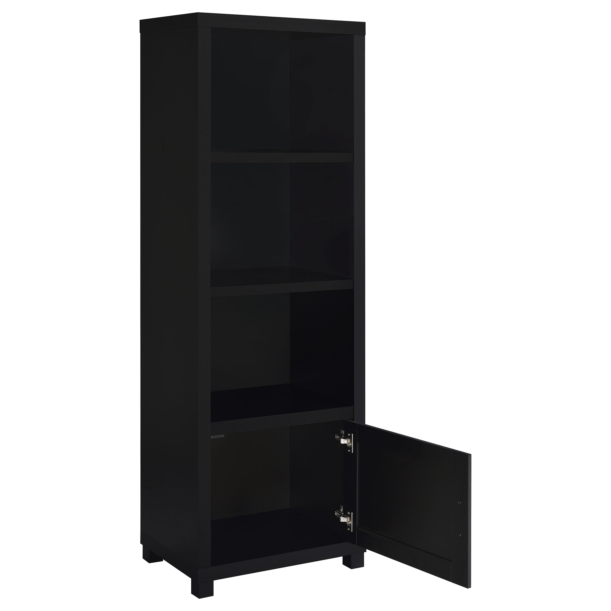 Coaster Home Furnishings Jupiter 3-Shelf Media Tower Bookcase with Storage Cabinet Black
