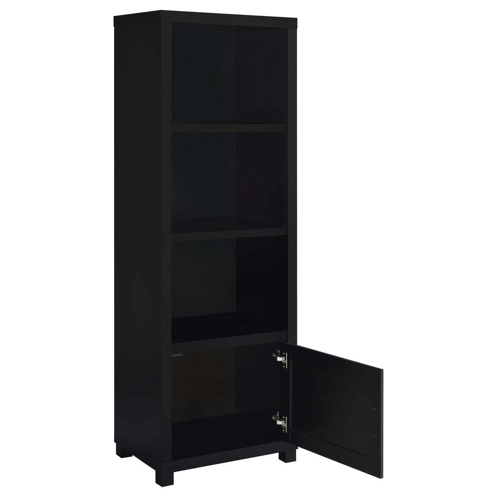 Coaster Home Furnishings Jupiter 3-Shelf Media Tower Bookcase with Storage Cabinet Black