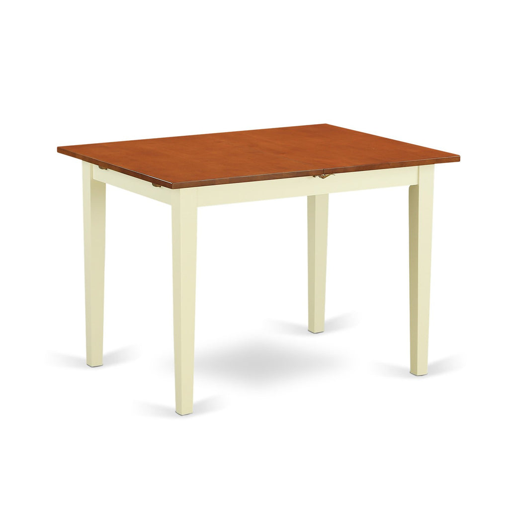 East West Furniture NFT-WHI-T Norfolk Kitchen Dining Table - a Rectangle Wooden Table Top with Butterfly Leaf, 32x54 Inch, Buttermilk & Cherry