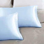 Aormenzy Black Satin Pillowcase For Hair And Skin, Satin Pillow Cases For Women Standard Size Set Of 2 With Envelope Closure Sil