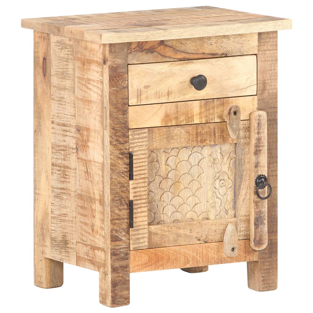 Aisifx Bedside Cabinet 15.7&quot;x11.8&quot;x19.7&quot; Rough Mango Wood(Brown,9.35g