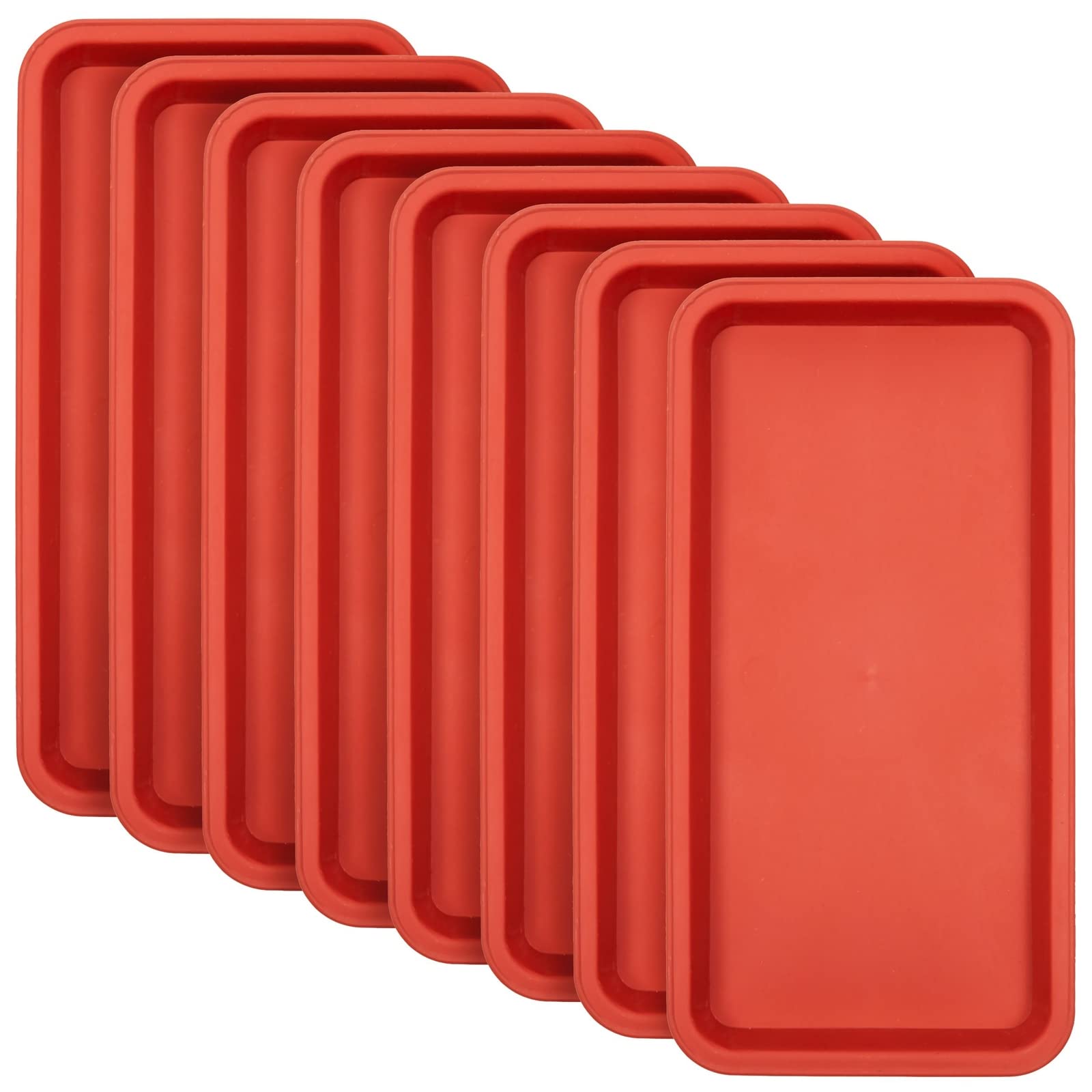 Juvale 8 Pack Plastic Plant Drip Trays For Planters, Pots, Rectangular Saucer Pans For Indoors, Outdoors (Terracotta Red, 6.5X12