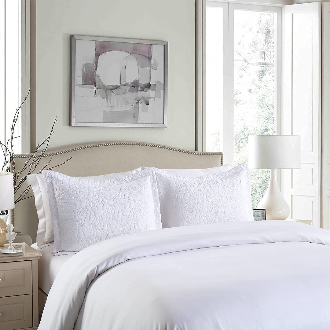 Marcielo 2 Pcs Embroidered Pillow Shams, Decorative Microfiber Pillow Shams Throw Pillow Covers, Rose Rp(Standard)