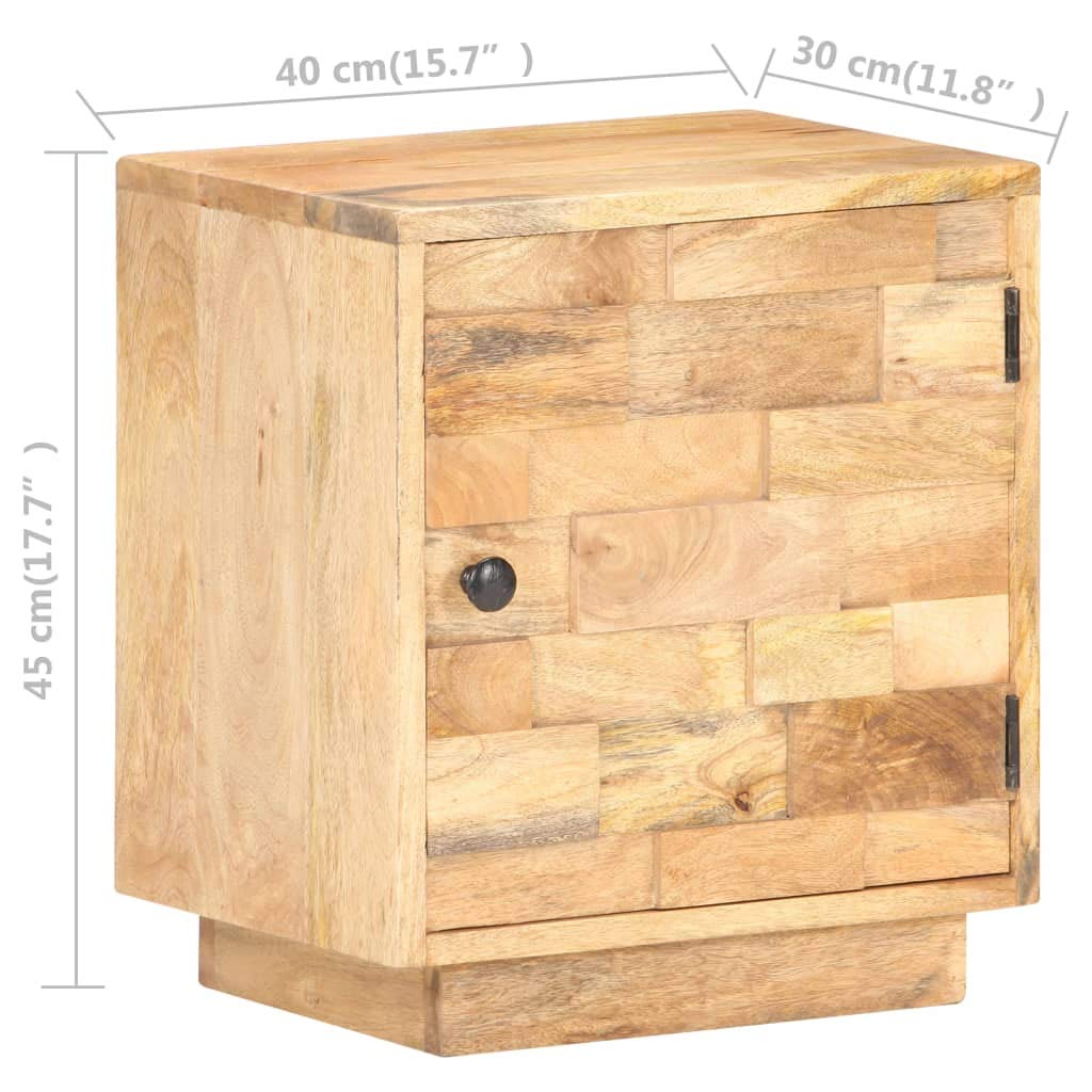 vidaXL Solid Mango Wood Bedside Cabinet Side Table Nightstand Wooden Storage Telephone Stand Bedroom Interior Living Room Home Furniture