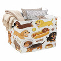 56L Cartoon Dachshund Foldable Square Laundry Hamper with Handles  Large Clothes, Blanket & Toy Storage Basket for Home Organiz