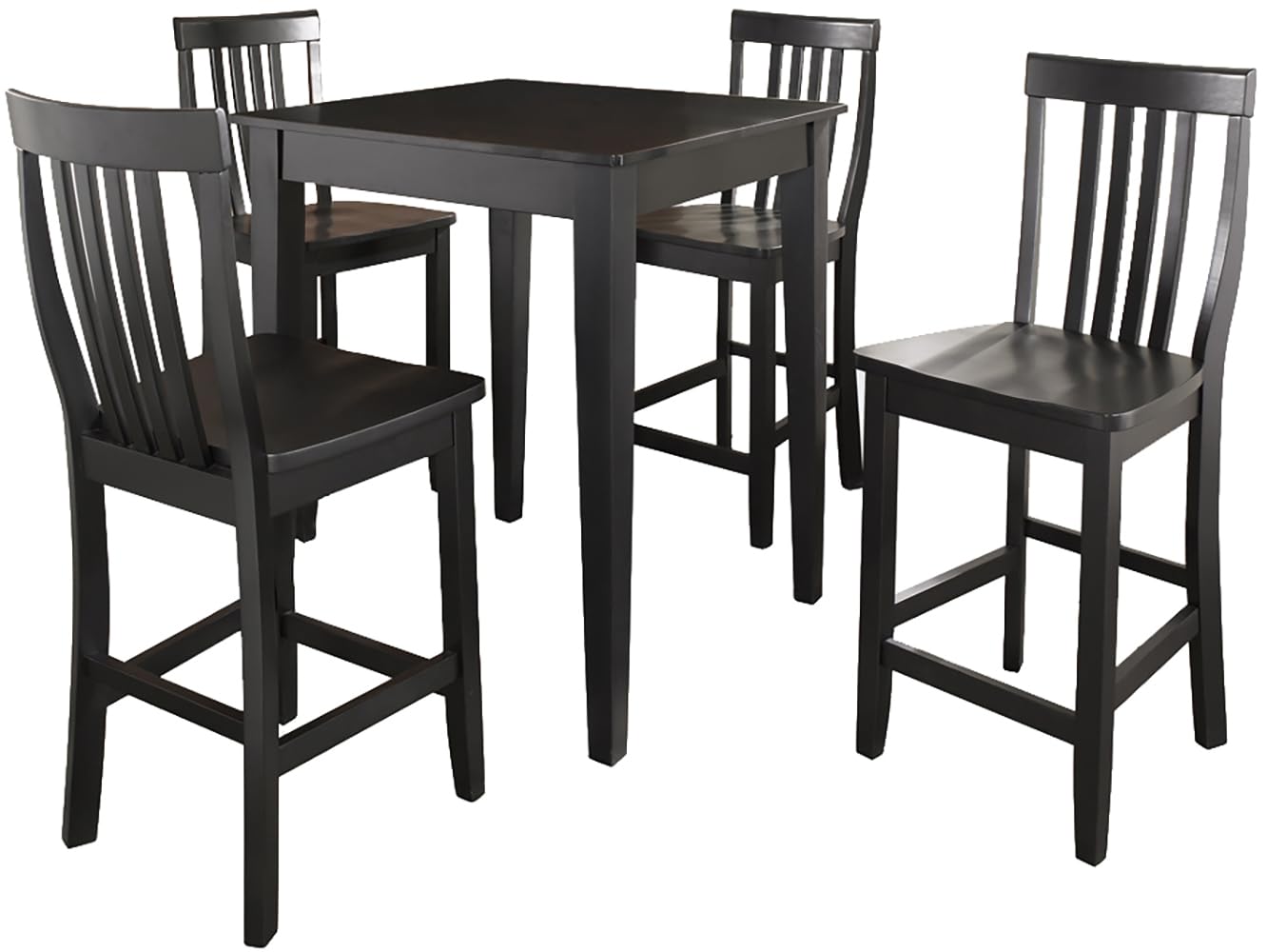 Crosley Furniture 5-Piece Bar Table with 4 School House Counter Height Bar Stools, Black
