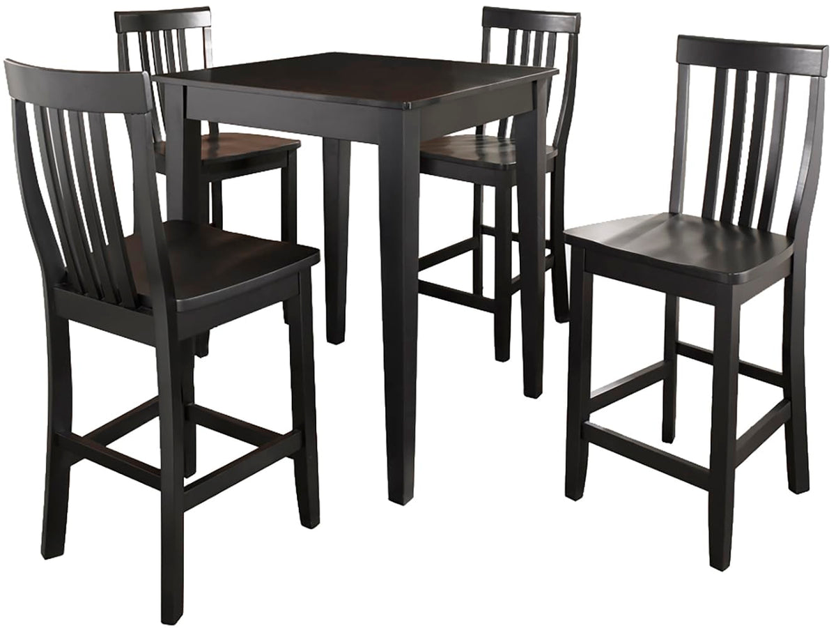 Crosley Furniture 5-Piece Bar Table with 4 School House Counter Height Bar Stools, Black