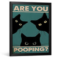 TUXVAKY Black Cat Bathroom Wall Art, Funny Cat Posters for Wall, Are You Pooping Cat Sign Pictures Wall Decor