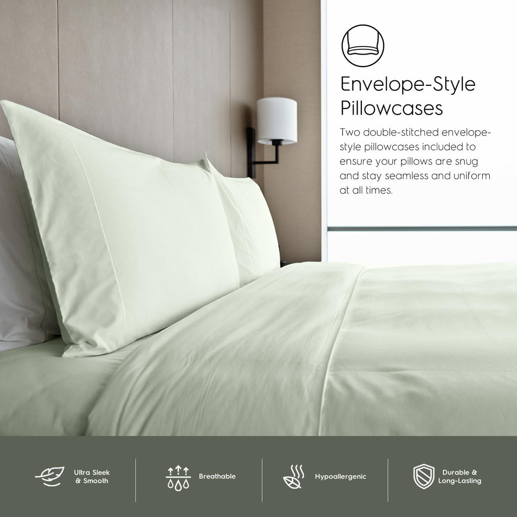 Tafts Bamboo Sheets Full Size Bed Sheets 5 Piece Set, Pure 100% Organic Bamboo, 17” Deep Pockets - Luxuriously Soft, Silky Smooth, Cooling, Double Stitched, Lifetime Quality Guarantee (Green)