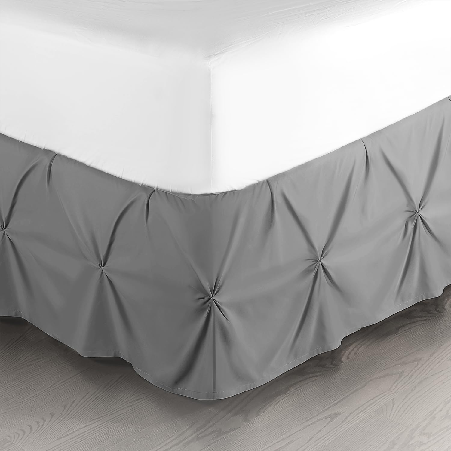 Nestl Dark Grey Bed Skirt Cal King Size, Pinch Pleat Cal King Bed Skirt, 14 ' Inch Drop Cal King Bedskirt, Hotel Quality Grey B