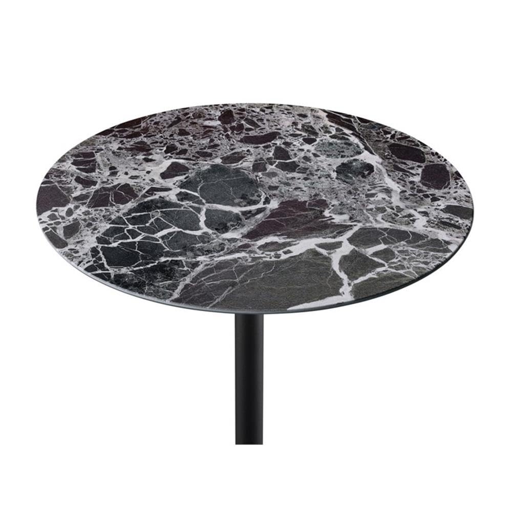 Lilola Home Orbit End Table with Height Adjustable Black Marble Textured Glass Top