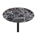 Lilola Home Orbit End Table with Height Adjustable Black Marble Textured Glass Top
