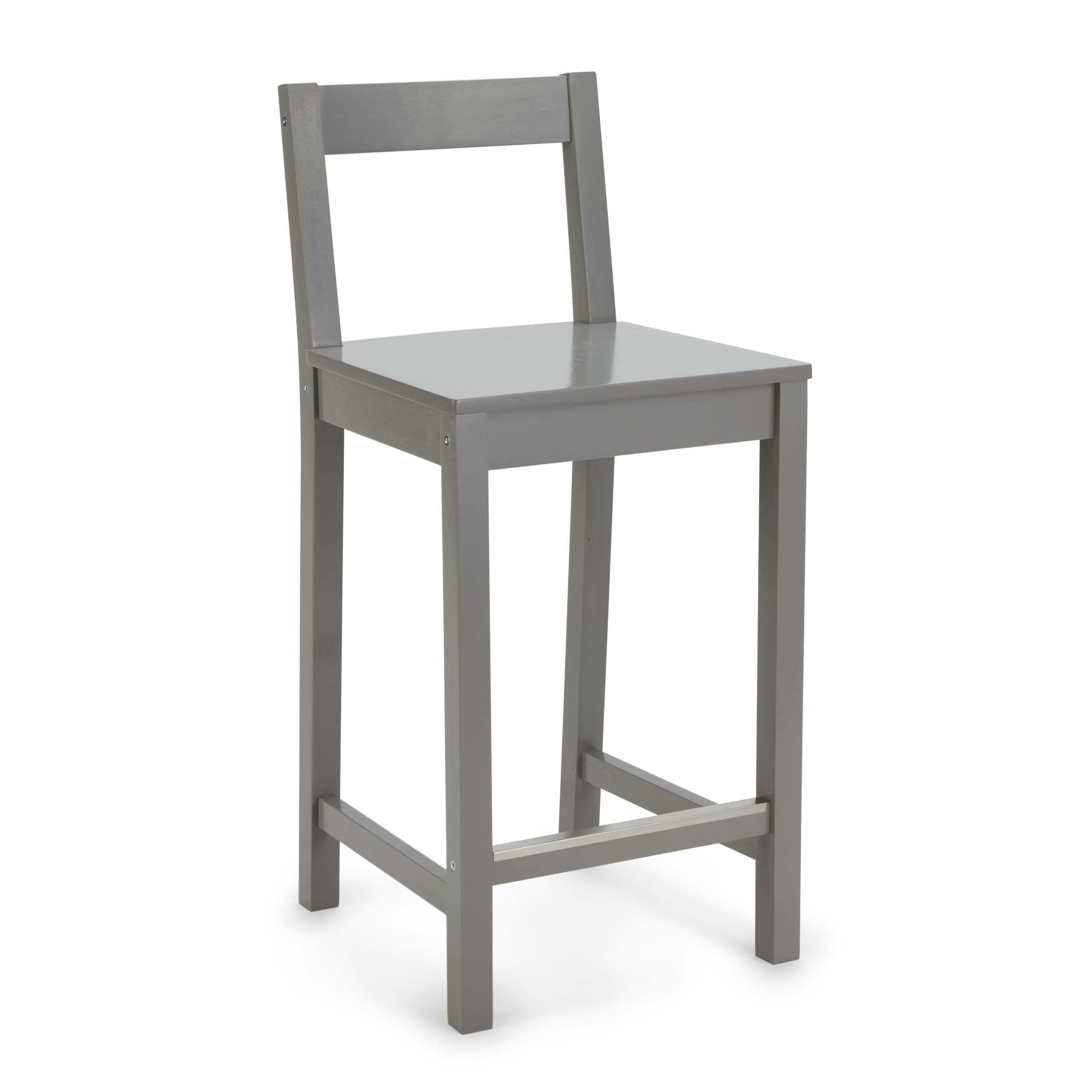 Amazon Basics Wooden Bar Stool with Backrest, Grey, 1 Unit