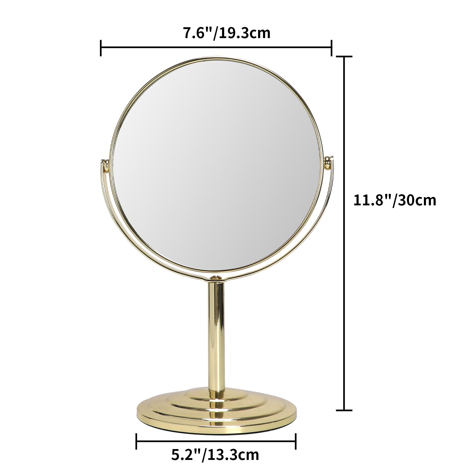 Schliersee Gold Magnifying Vanity Makeup Mirror, 1X/3X Double Sided Swivel Magnification Standing Desk Mirror, 7 Inch