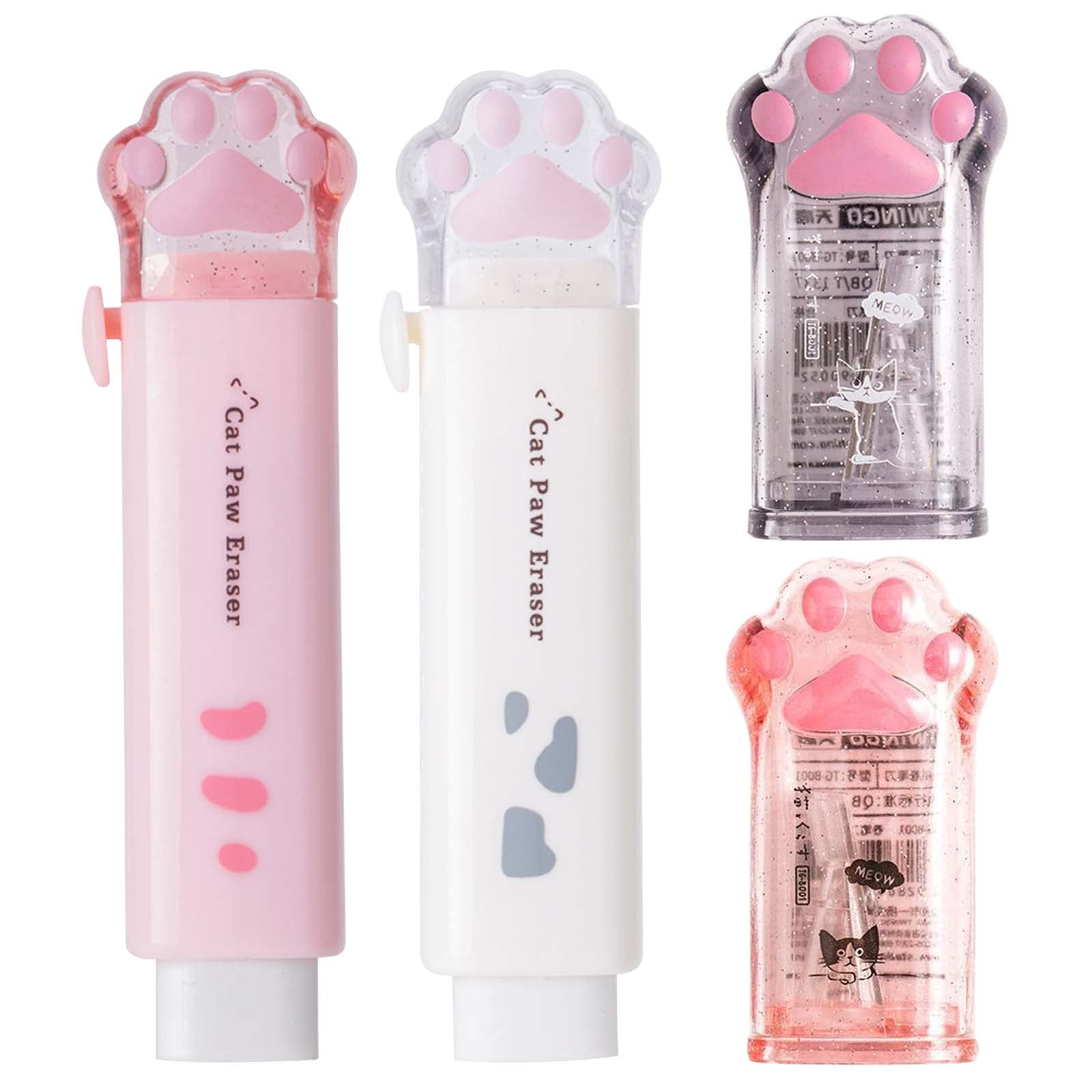 2 Pcs Cat Paw Cute Pencil Sharpener And 2 Pcs Retractable Eraser Push Pull Design Kawaii Cat Eraser,Pencil Sharpeners Manual For