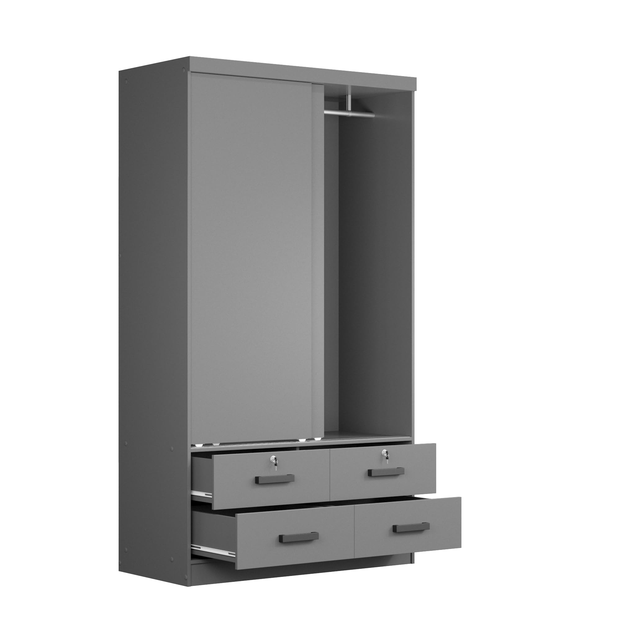 Woodpeckers Furniture And Mattress Sarah Modern Wood Double Sliding Door (Dark Grey)