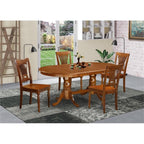 East West Furniture PLAI5-SBR-W 5 Piece Dining Room Furniture Set Includes an Oval Wooden Table with Butterfly Leaf and 4 Kitchen Dining Chairs, 42x78 Inch, Saddle Brown