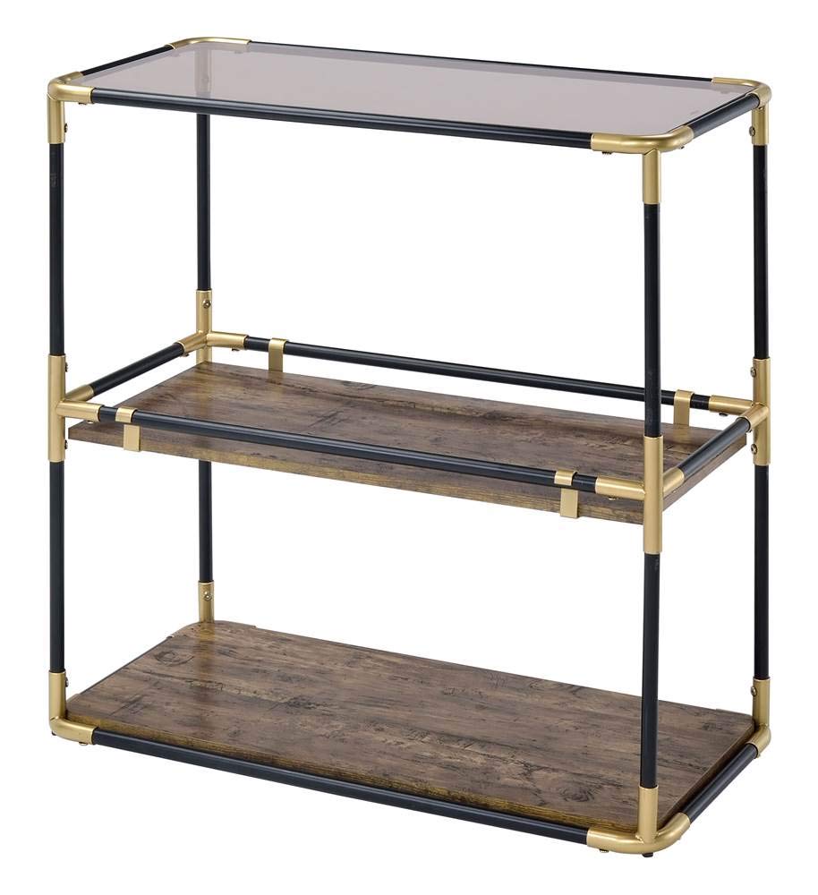 ACME Furniture Heleris Console Table, Black/Gold & Smoky Glass