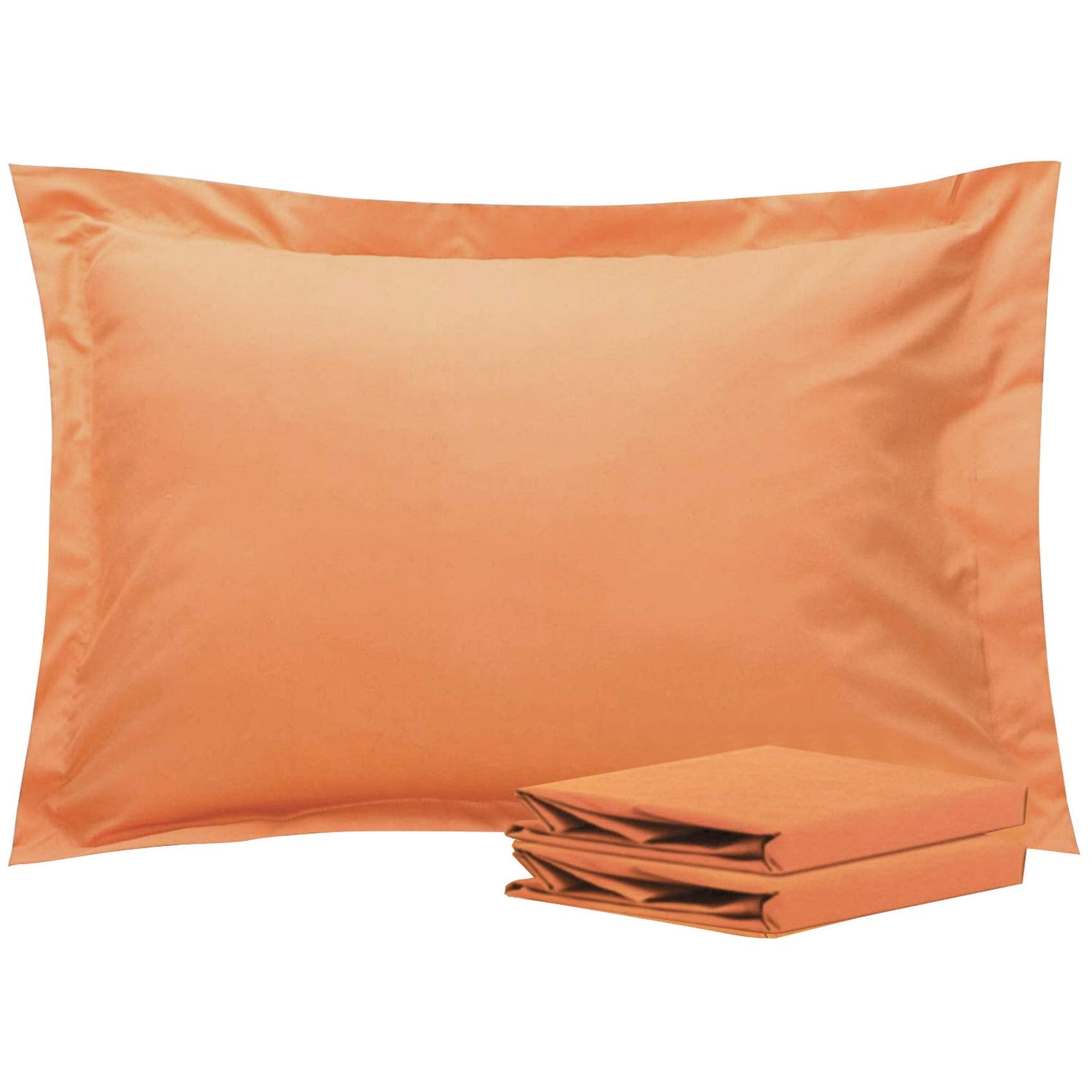 Ntbay 100% Brushed Microfiber Standard Pillow Shams Set Of 2, Super Soft And Cozy, Wrinkle, Fade, Stain Resistant 20X26 Inches Oxford Pillowcases, Pale Orange