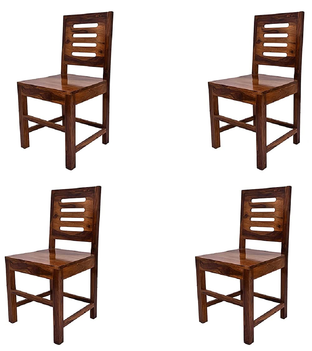 Raswood Sheesham Wood Dining Chairs Set Of 4 For Dining Room Furniture || Solid Wood Chairs Set Without Cushion For Living Room