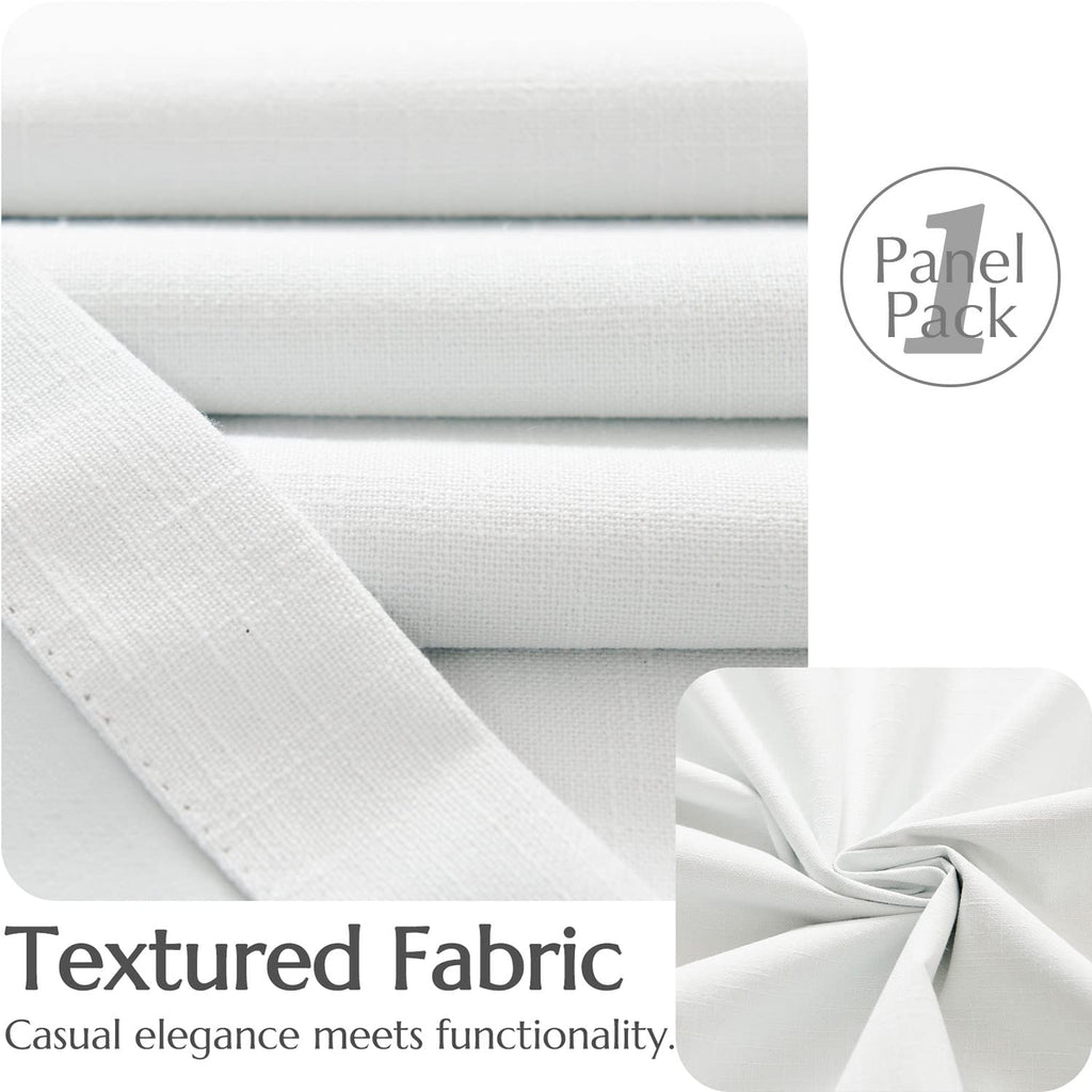 Jinchan Linen Fabric Curtain Room Darkening Window Treatment For Bedroom 72 Inch Long Thermal Insulated Living Room Curtain White 1 Panel